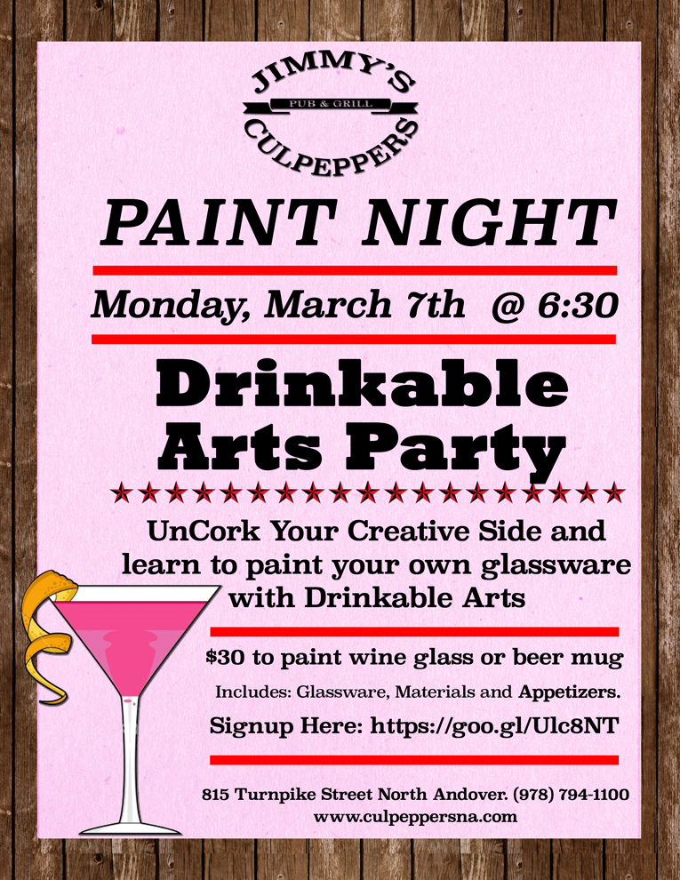 Drinkable Paint Night at Culpeppers Monday March 7th @ 6:30 PM | Jimmy ...